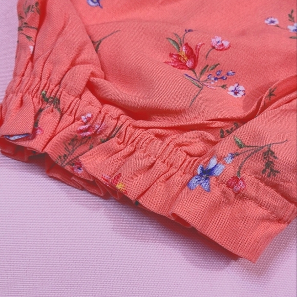 Floral Puff Sleeve Top - Coral - Picture 4 of 13